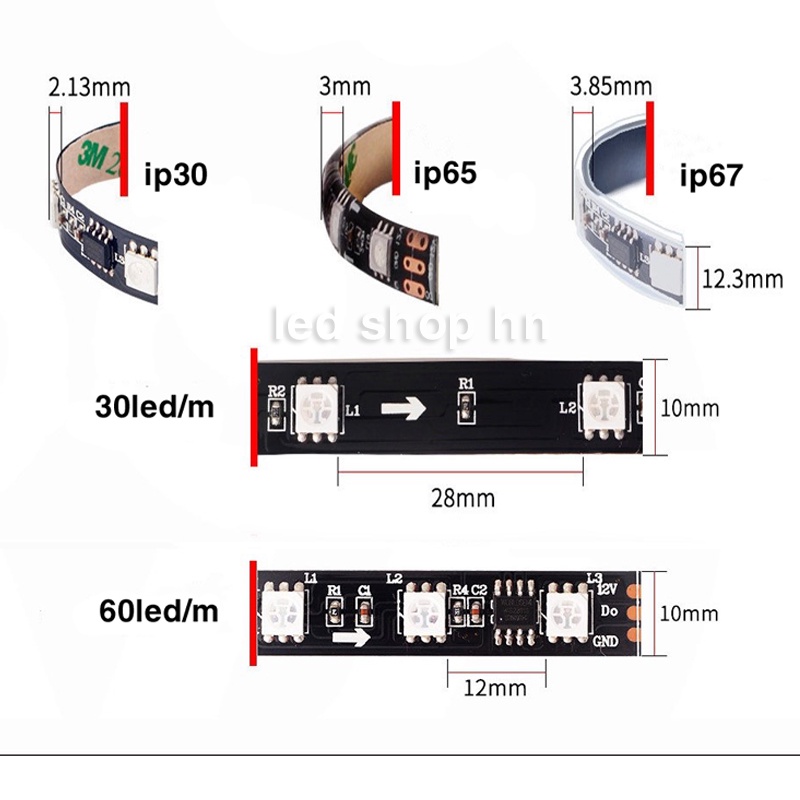 Dây Đèn led WS2811 ARGB DC12V dài 5M 60Led/1m