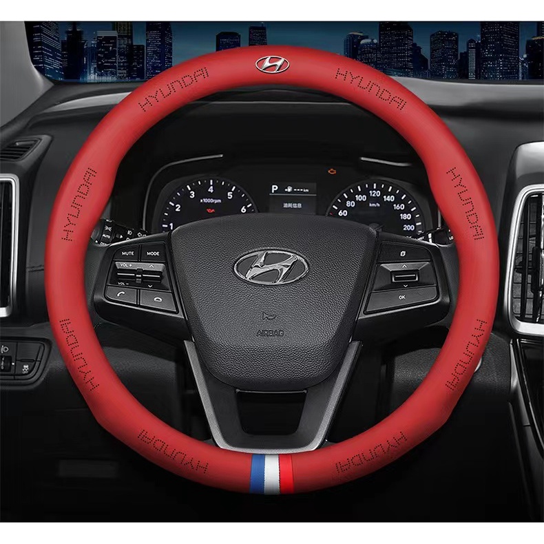 Bao Da PU Bọc Vô Lăng Xe Hơi Hyundai Solaris Tucson Santa Creta Elantra I10 I20 I30 I40 IX25 IX35