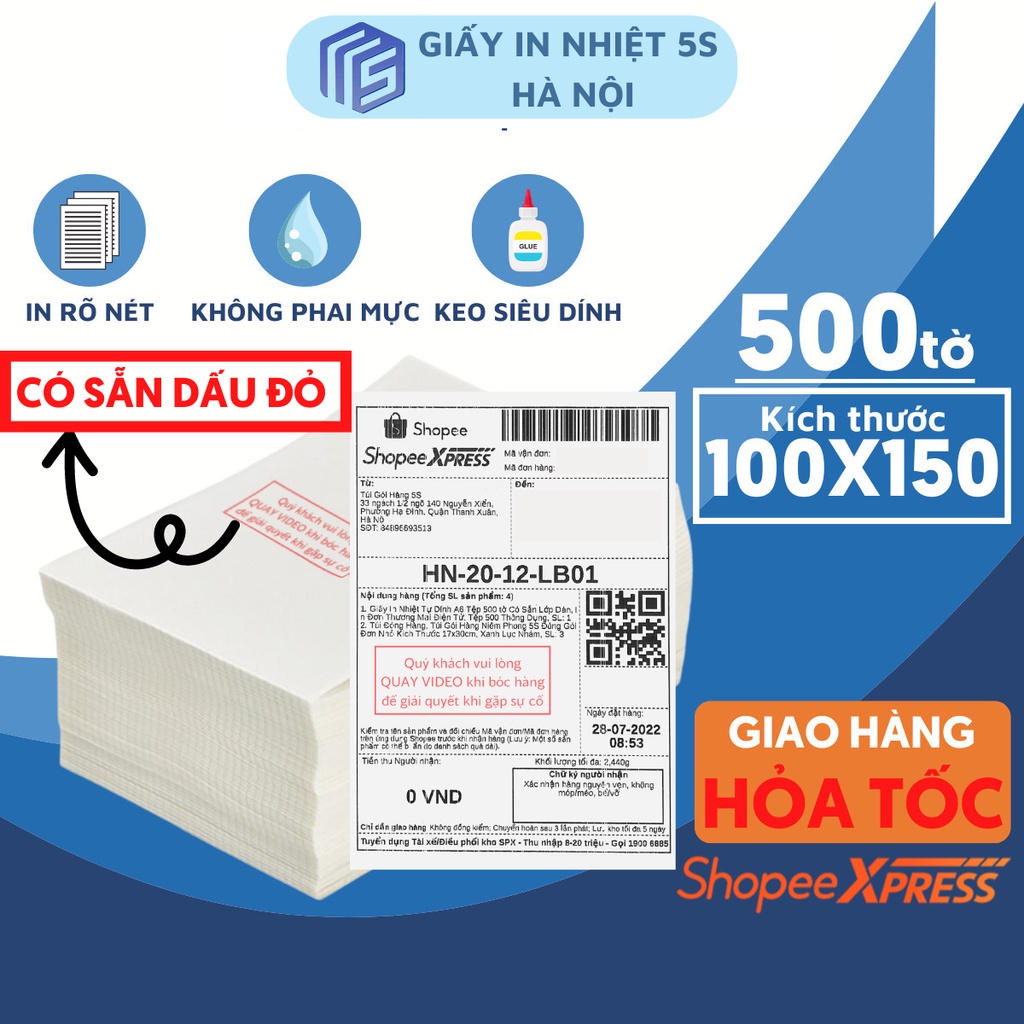 Giấy In Nhiệt A6 Khổ 100x150mm 5S Chuyên In Đơn, In Bill cuộn 350 tờ Siêu Rẻ