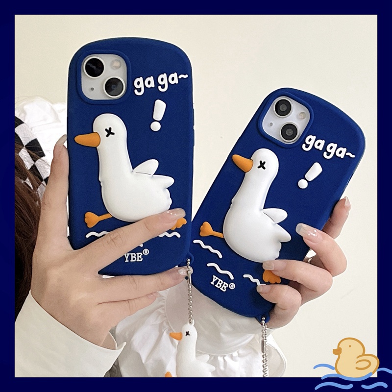 Ốp Điện Thoại Silicon Họa Tiết Chú Vịt 3D Kèm Dây Đeo Cho iPhone 13 Pro Max 12 11 Pro Max X XR XS Max 8 7 Plus SE 2020