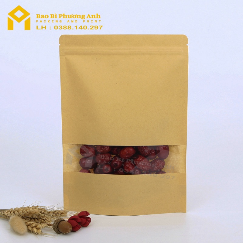 Combo 10 Chiếc Túi Zip Giấy Kraft Nâu 14x20_Bao Bì Phương Anh