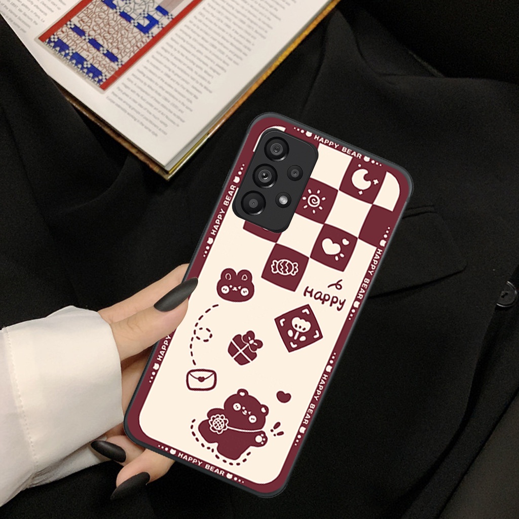 Ốp lưng Samsung A13/ A23/ A33/ A53/ A73 trái tim, hoạ tiết kẻ caro đen trắng thời trang