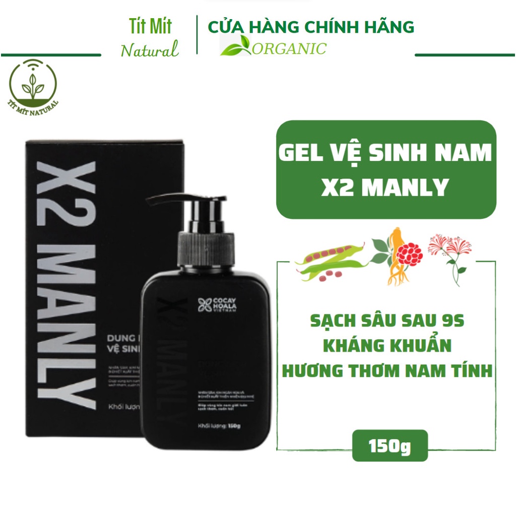 Dung dịch vệ sinh nam giới Gel X2 Manly - Làm sạch tức thì, lưu hương 24h Cỏ cây hoa lá 150ml