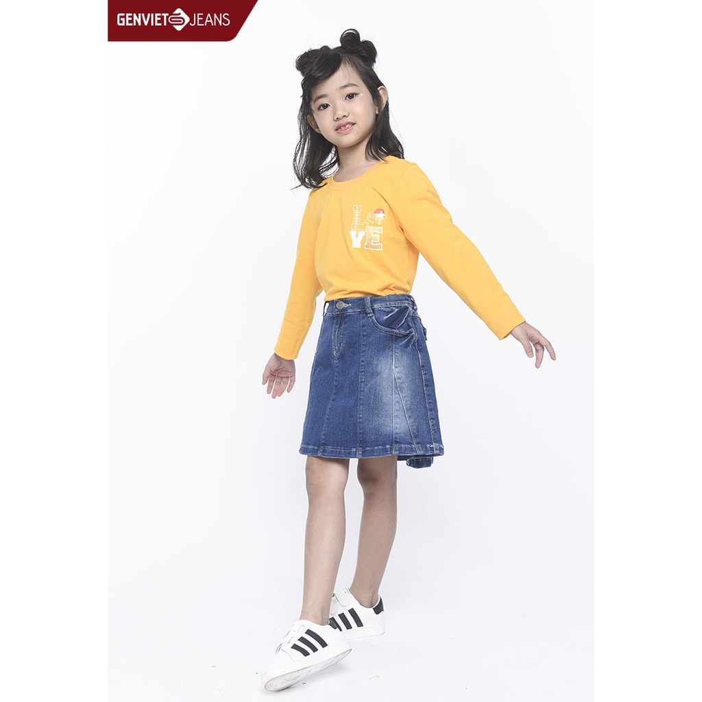 Zuýp jeans dáng A bé gái NJ328J899 GENVIET