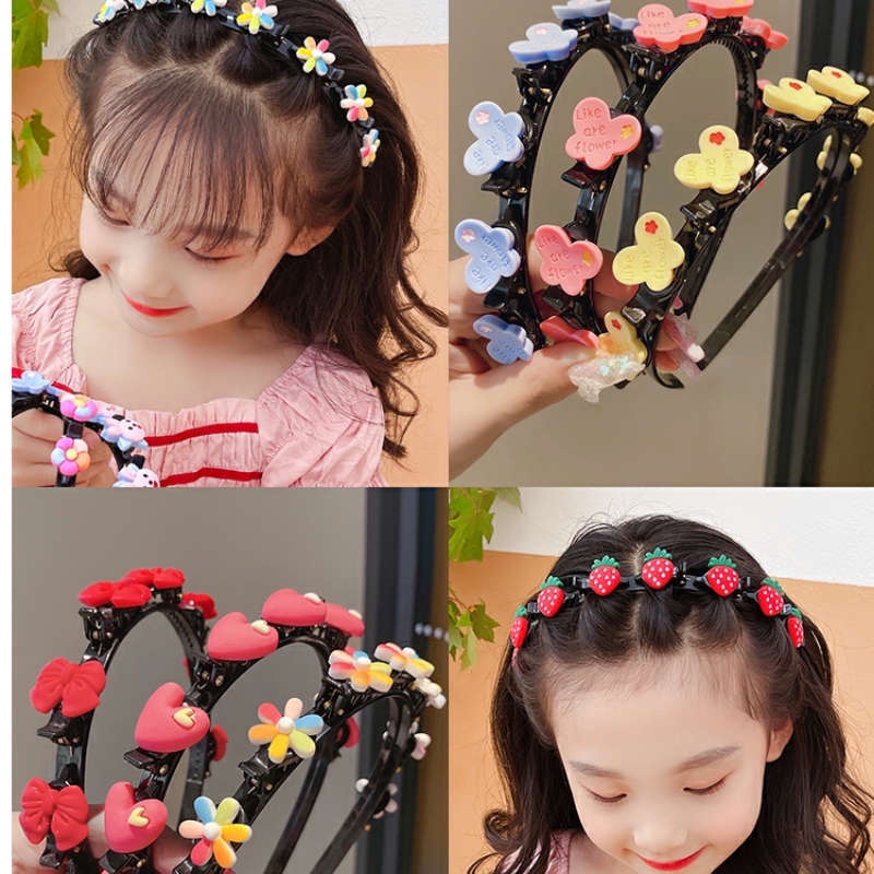 Kẹp Tóc Nhiều Lớp Chống Trượt Họa Tiết Hoa Cúc / Trái Cây Dễ Thương Cho Bé Gái