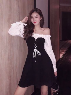 [ORDER] Váy thắt eo ngực đen trắng [ảnh thật ở cuối]