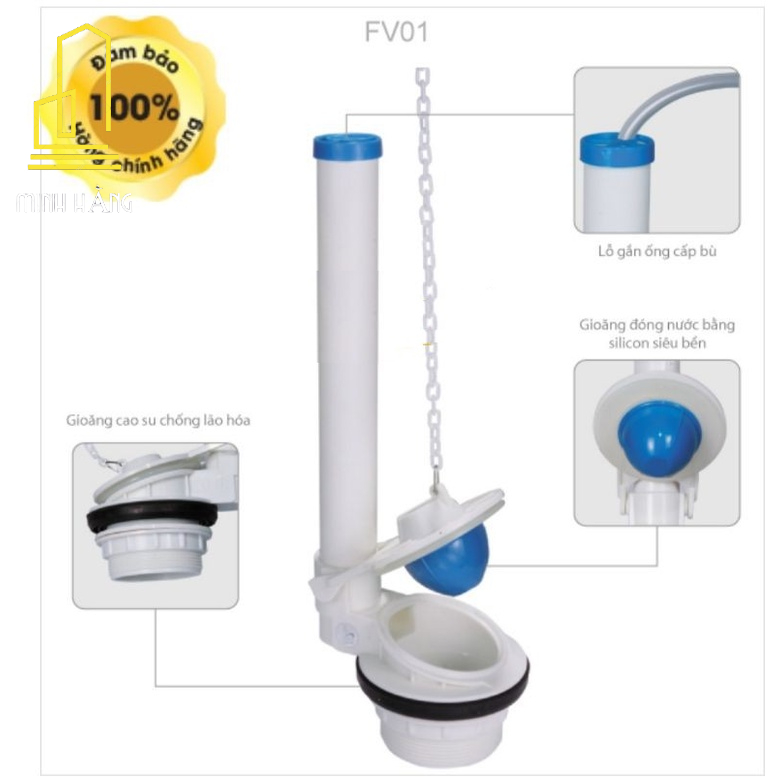 VAN XẢ BỒN CẦU GẠT, 1 NHẤN FV01 DÙNG CHO KÉT NƯỚC RỜI