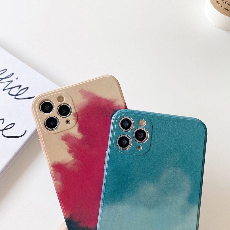 Ốp lưng loang màu iphone cầu vồng nhều màu  cạnh vuông BVC /7/7plus/8/8plus/x/xs/11/12/pro/max//promax/mini