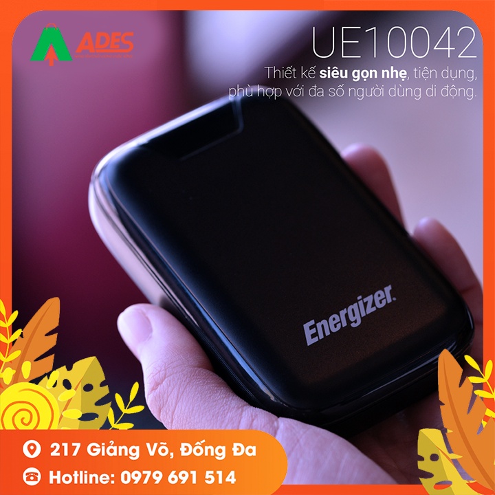 Sạc dự phòng Energizer UE10042BK 10,000mAh  -Thiết kế siêu gọn nhẹ, 2 cổng input tiện dụng &amp; chuẩn sạc nhanh Fast Charge