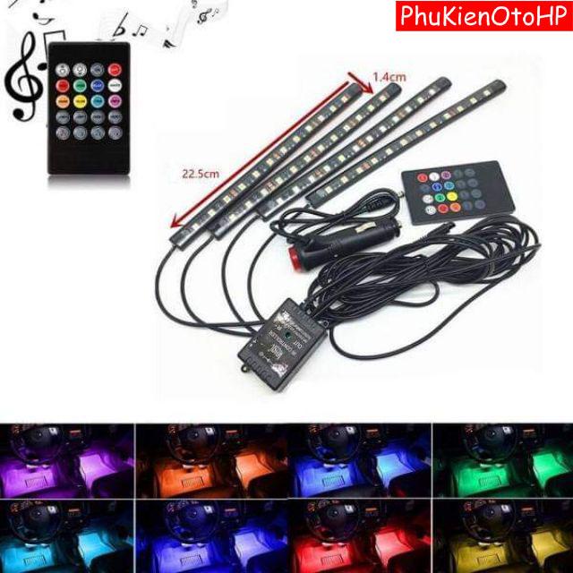 Đèn led gầm ghế oto cảm biến đổi màu theo nhạc, có điều khiển
