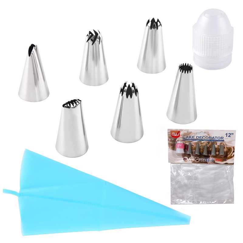 Đuôi Bắt Kem 5 Chi Tiết, Set 5 Đuôi Bắt Bông Kem Trang Trí Bánh Bằng Inox
