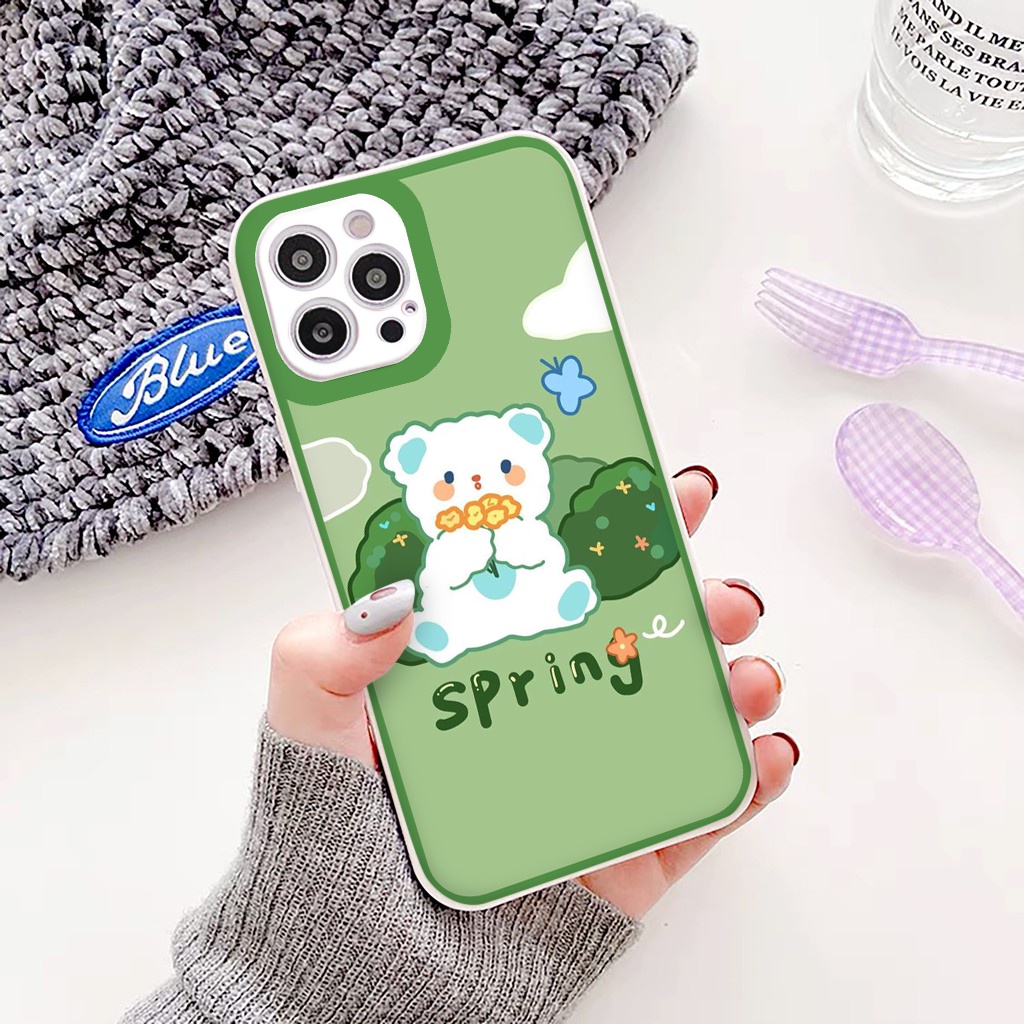 Ốp iphone - Ốp lưng iphone cạnh vuông Gấu Spring dành cho ip 6 đến 14promax - ng261