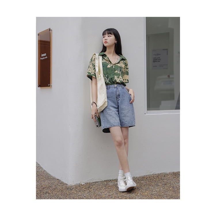 Áo Sơ Mi Họa Tiết Hoa retro Thời Trang Hè Phong Cách Hawaii Cho Nữ