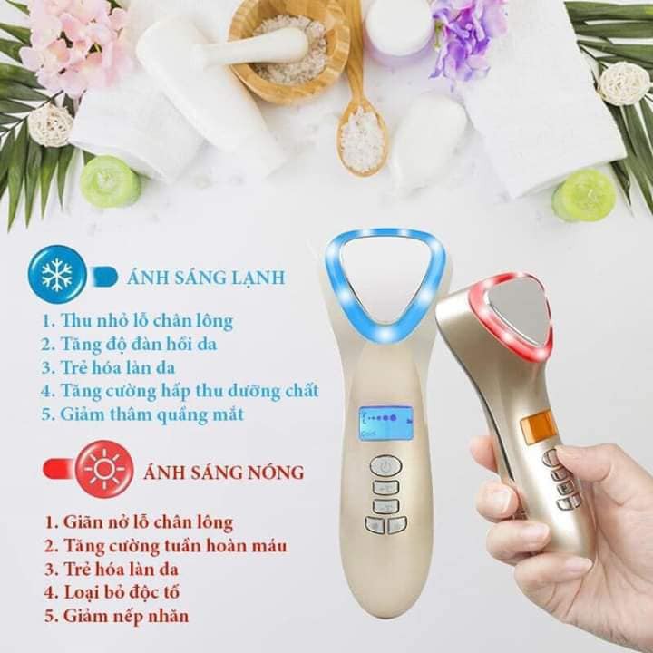 Máy đẩy tinh chất nóng lạnh GIÚP làm sạch sâu Hấp thụ chất dinh dưỡng và TRẺ hóa làn da D002