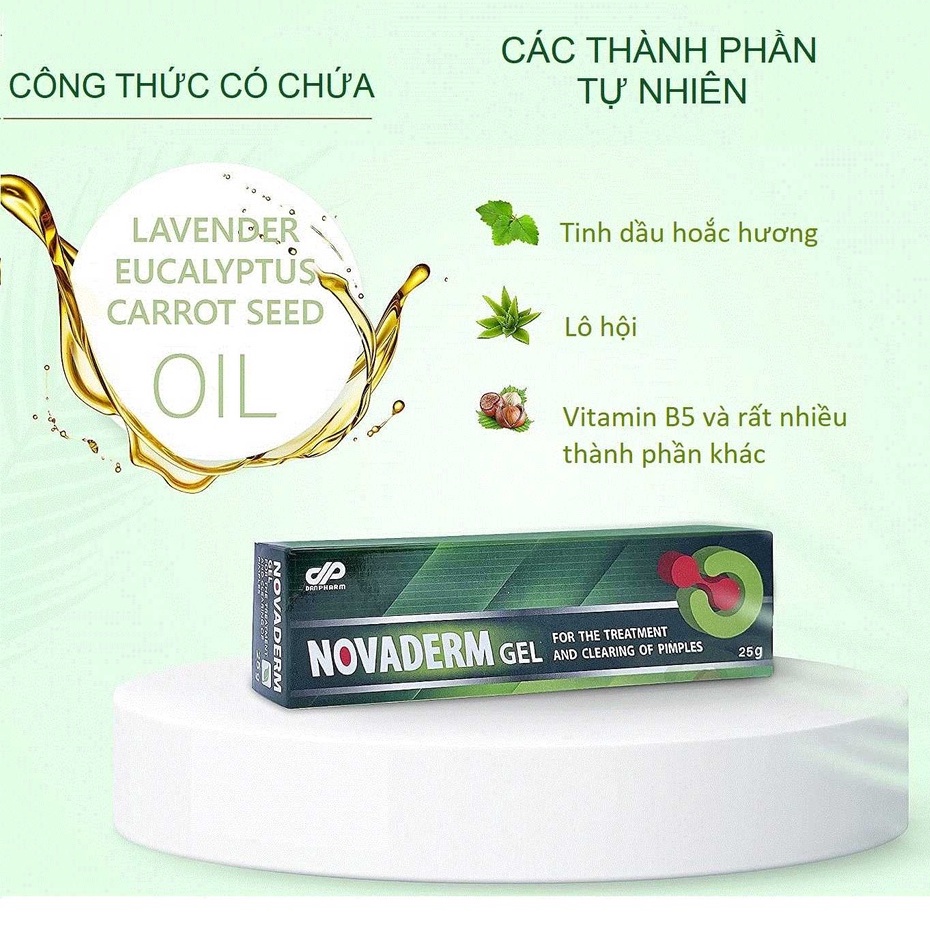 Gel bôi mụn trứng cá mụn đầu đen, giảm thâm kiểm soát nhờn Novaderm nhập khẩu Danpharm Israel, tuýp 25g Polipharm