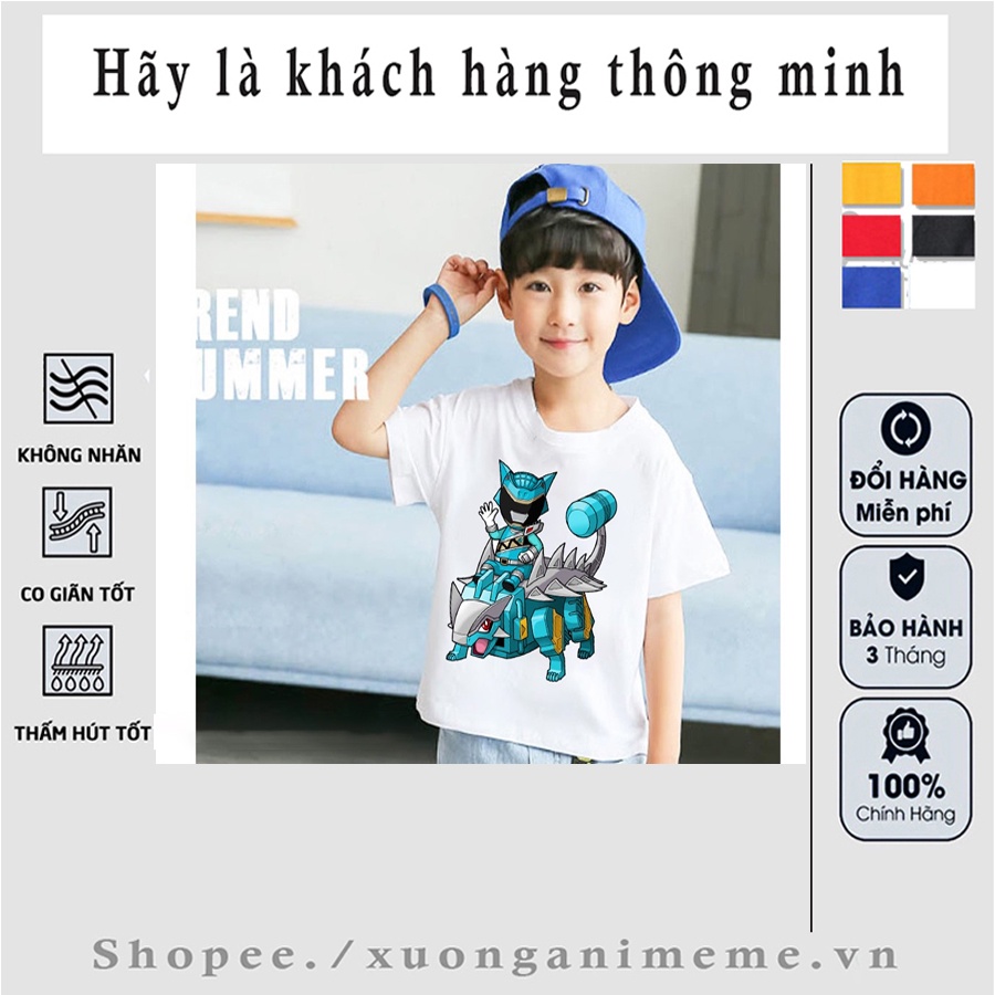 Áo thun trẻ em in hình hoạt hình 5 anh em siêu nhân gao xanh