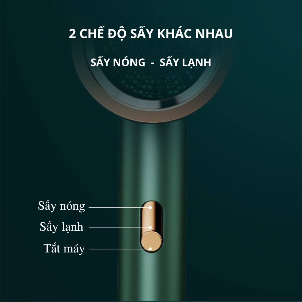 Máy Sấy Tóc Mini Công Suất Lớn Tạo Kiểu Với 2 Chiều Nóng Lạnh, Máy Sấy Phạm Thoại Có Ánh Sáng Tím, Tặng Kèm Đầu Tạo Kiểu