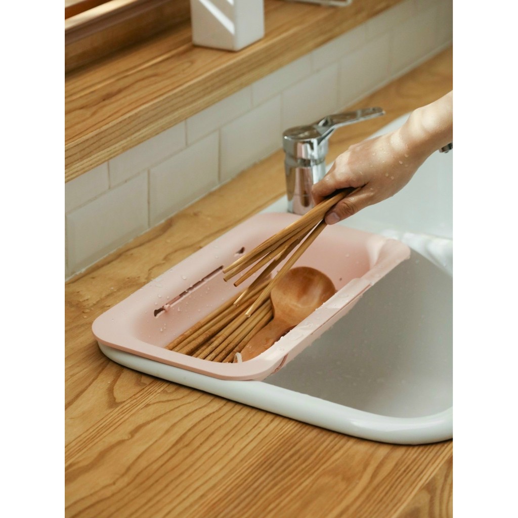 Rổ Rửa Rau Củ Quả Gác Bồn Rửa Chén Gấp Gọn Đa Năng Tiện Lợi Dễ Sử Dụng
