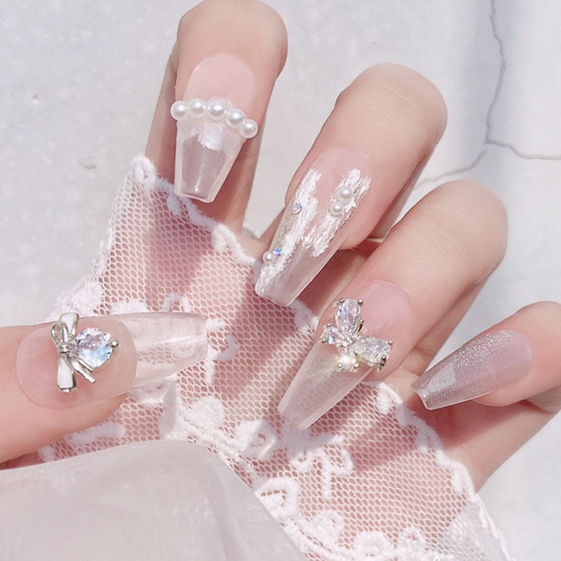 Phụ Kiện Trang Trí Móng Tay Nghệ Thuật Bằng Hợp Kim Đính Đá Zircon 3D