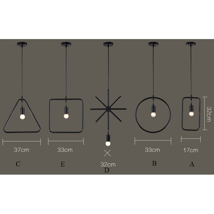 Bộ 5 Đèn trang trí hình học không gian TBD828 - Kiểu dáng hiện đại - Chưa bao gồm bóng - Bảo hành 12 tháng