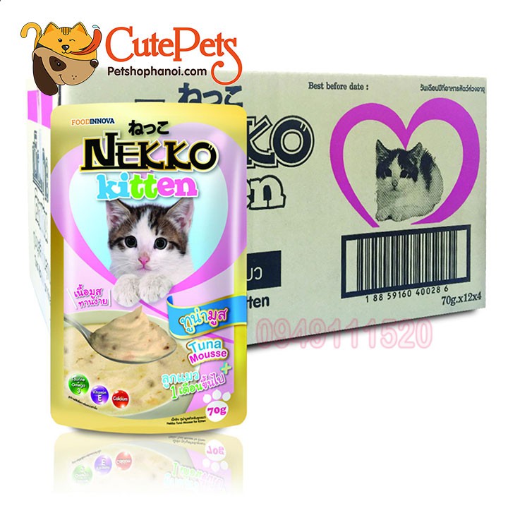 Pate mèo con Nekko Kitten 70g dành cho mèo từ 1-12 tháng tuổi - CutePets