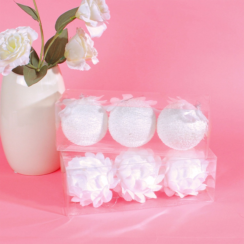 Set 3 Trái Châu Màu Trắng Trang Trí Cây Thông Noel