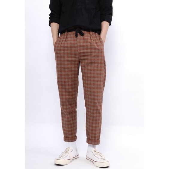 Quần jogger caro thời trang lưng thun nam Nô Store