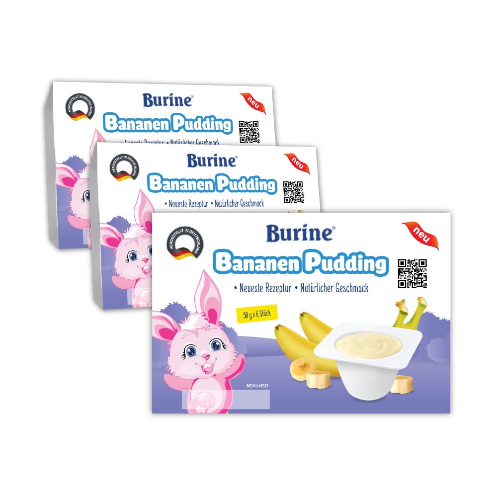 [Có Mix Vị] Combo 3 Vỉ Pudding Ăn Dặm Burine Vị Chuối Dành Cho Trẻ Từ 6 Tháng Tuổi-Cung Cấp Vitamin, Bổ Sung Năng Lượng