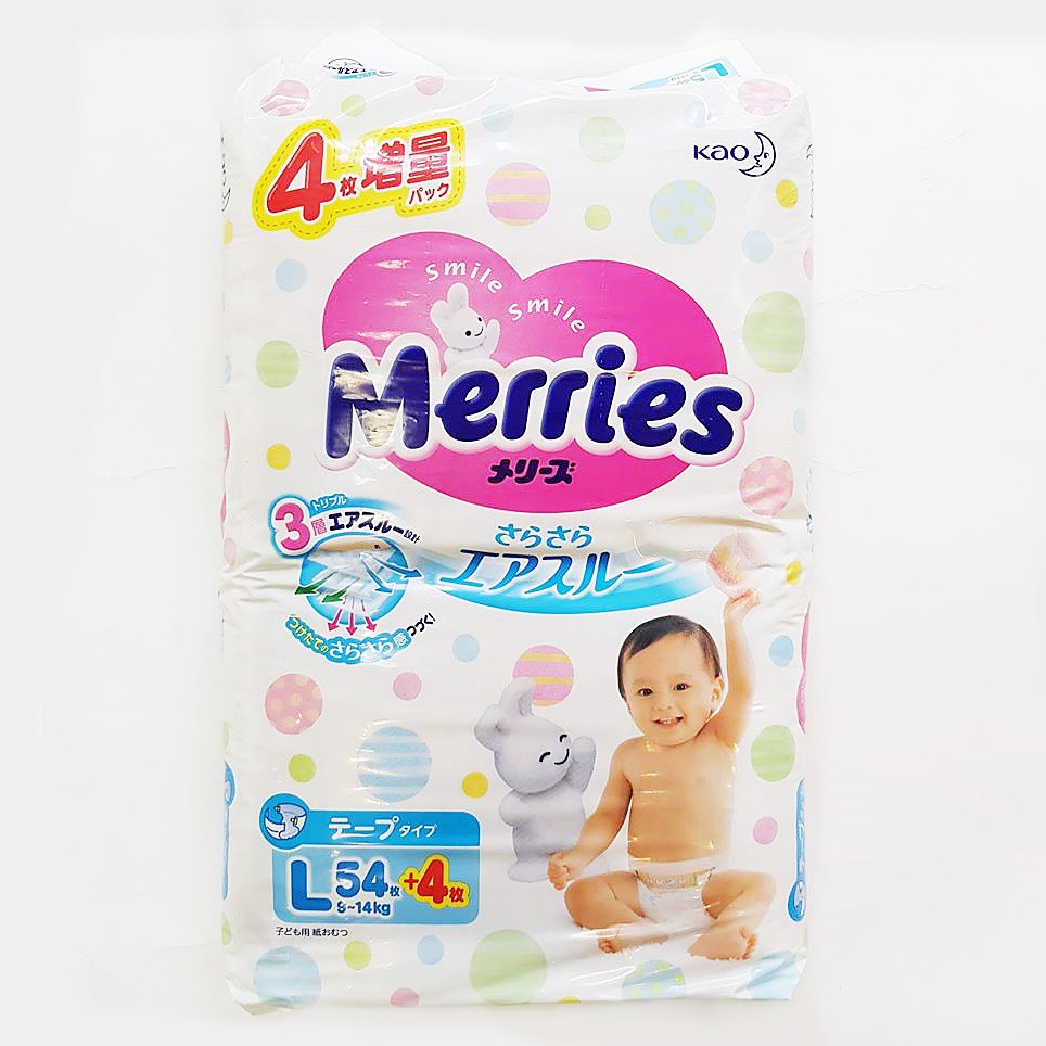 Tã dán Merries L54+4 - Hàng nội địa Nhật