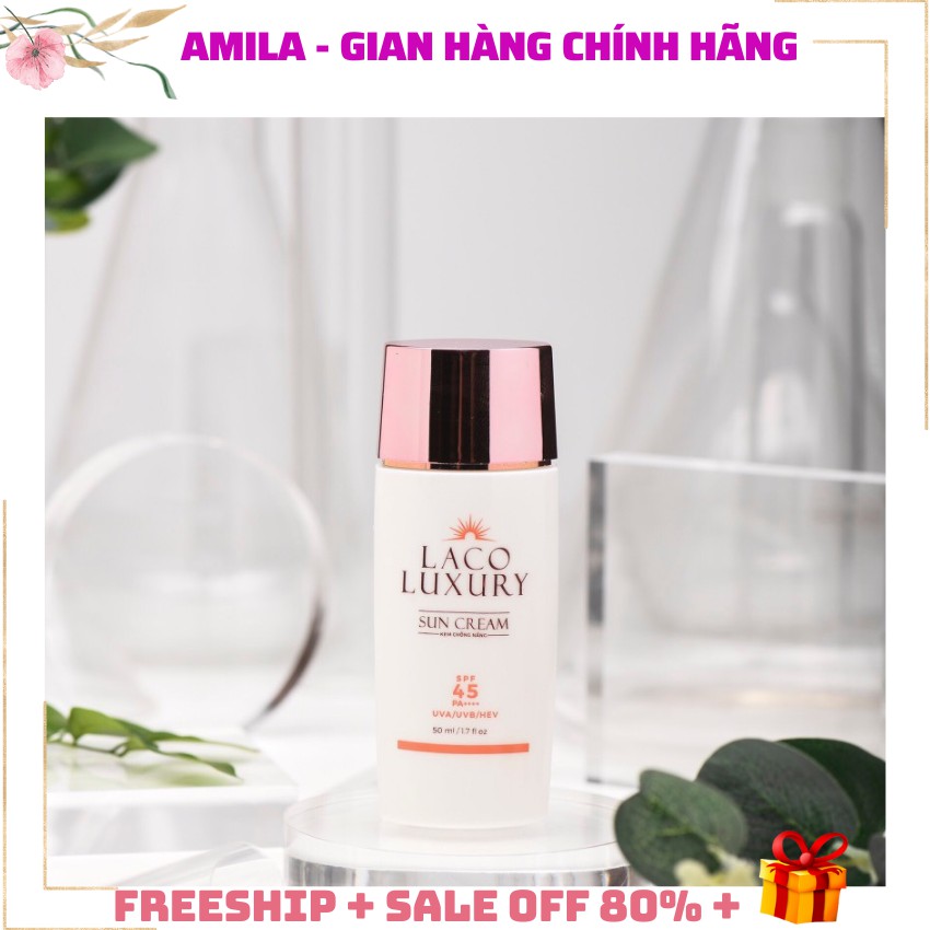 [XÃ HÀNG + QUÀ] Kem chống nắng vật lý Laco Luxury Sun Cream 50ml SPF45 không nhờn kiềm dầu phù hợp mọi loại da + quà 30k | BigBuy360 - bigbuy360.vn