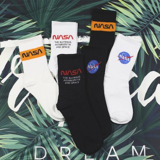 Đôi vớ chân cotton in chữ thời trang NASA cho nam nữ