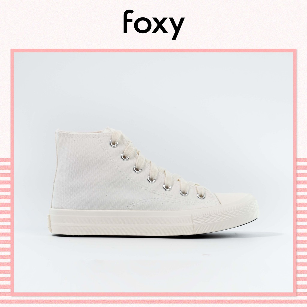 Giày Sneaker Nữ FOXY Dáng CV Cao Cổ Màu Trắng Be Basic - FOX022