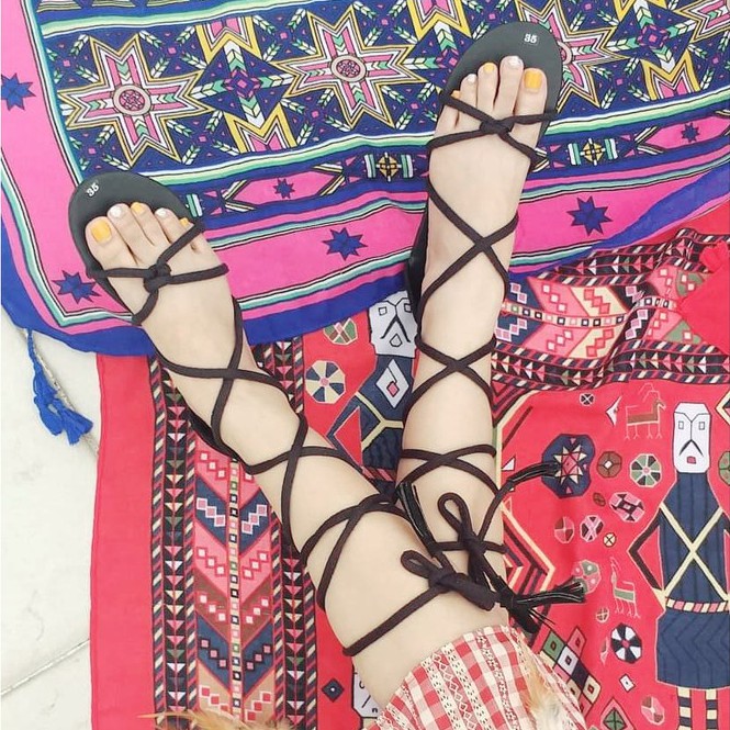 Dép Sandal Chiến Binh Cột Dây Phong Cách Boho Vintage Giày Xinh Giá Rẻ