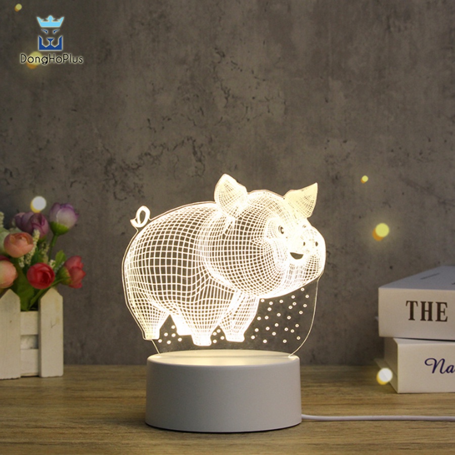 Đèn Ngủ Để Bàn Trang Trí Led 3D Phiên Bản 3 Màu Trong Một, Đầu cắm trực tiếp, Thiết Kế Sắc Nét, Món Quà Tặng Độc Đáo