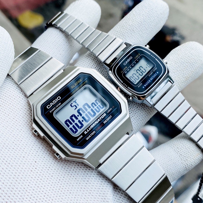 Đồng hồ điện tử nam nữ dây thép Casio B650WD-1A Và LA670