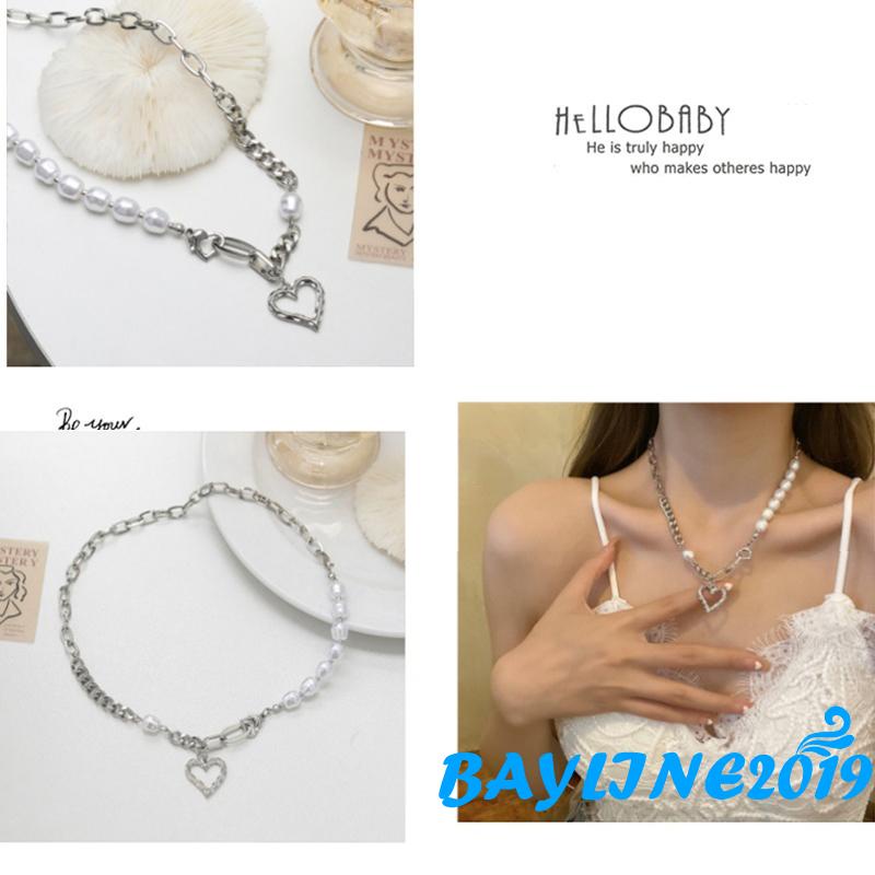 Dây chuyền phối ngọc trai nhân tạo mặt hình trái tim sành điệu dành cho nữ