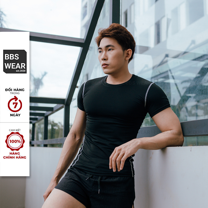 Áo Thun Nam Body Trơn Phối Viền Nổi Tập Gym Thể Thao Fitness - Áo Thể Thao Nam Chuyên GYM BBS WEAR - GY02