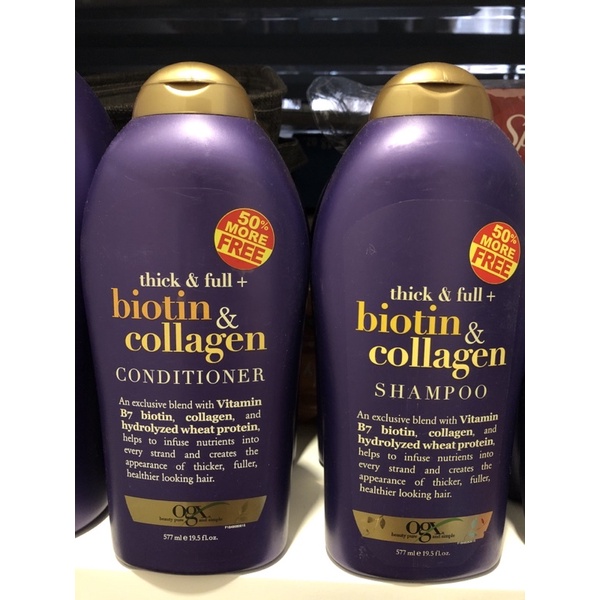 CẶP DẦU GỘI + XẢ OGX THICK & FULL BIOTIN & COLLAGEN 577ML - USA