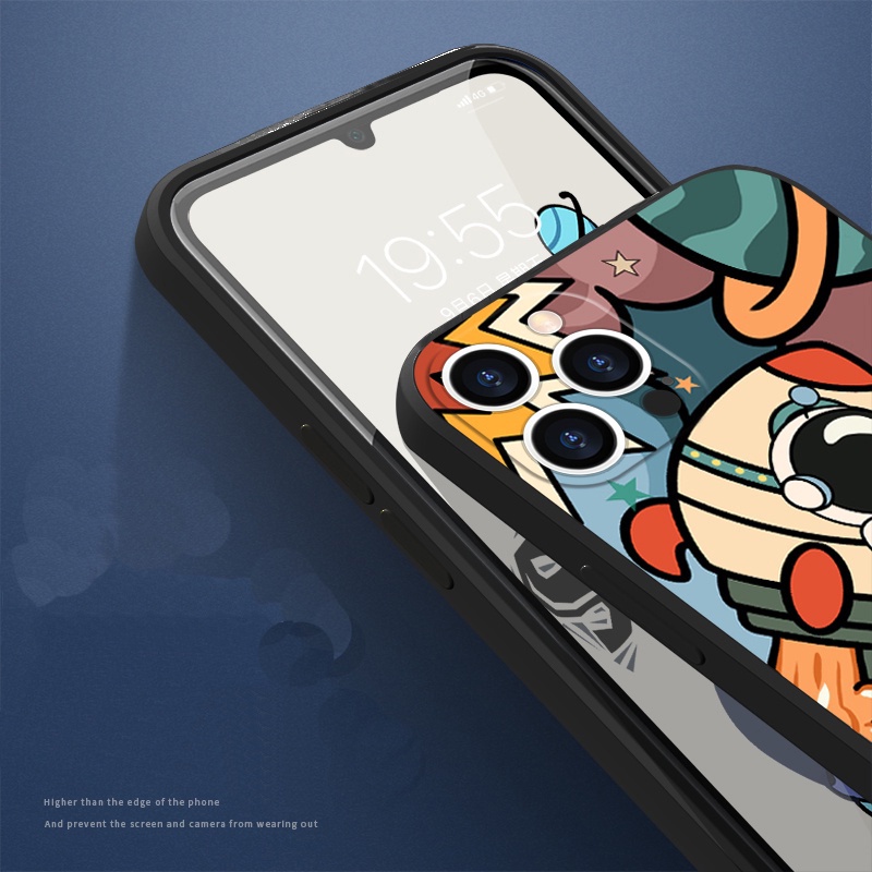 Ốp Điện Thoại Silicon Mềm Hình Phi Hành Gia Graffiti Gắn Dây Đeo Cho iPhone 14 13 12 11 Pro Max XS Max XR X 8 7 Plus