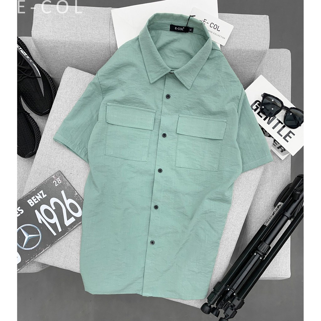 Áo sơ mi nam áo sơ mi đũi cổ bẻ túi hộp E-COL(45-83kg) Phom chuẩn Vải Mát | BigBuy360 - bigbuy360.vn