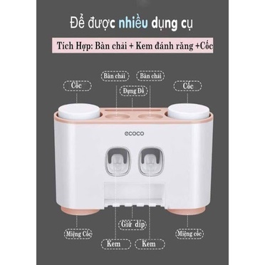 Bộ nhả kem đánh răng cao cấp kèm 4 cốc, Bộ Lấy Kem Đánh Răng Tự Động ,