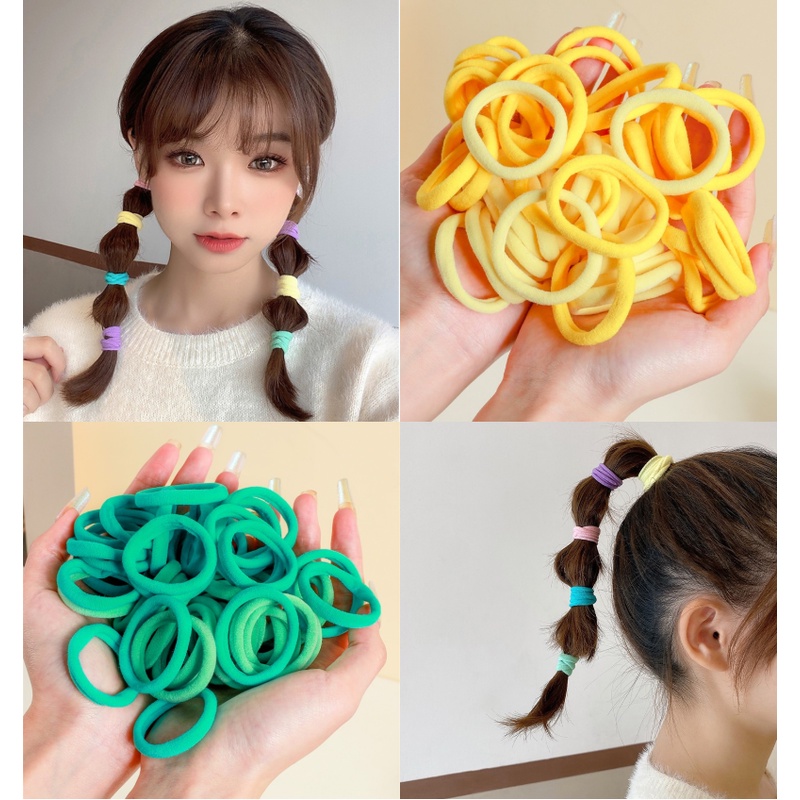 Set 50 Dây Buộc Tóc Co Giãn Nhiều Màu Sắc Phong Cách Hàn Quốc Cho Nữ