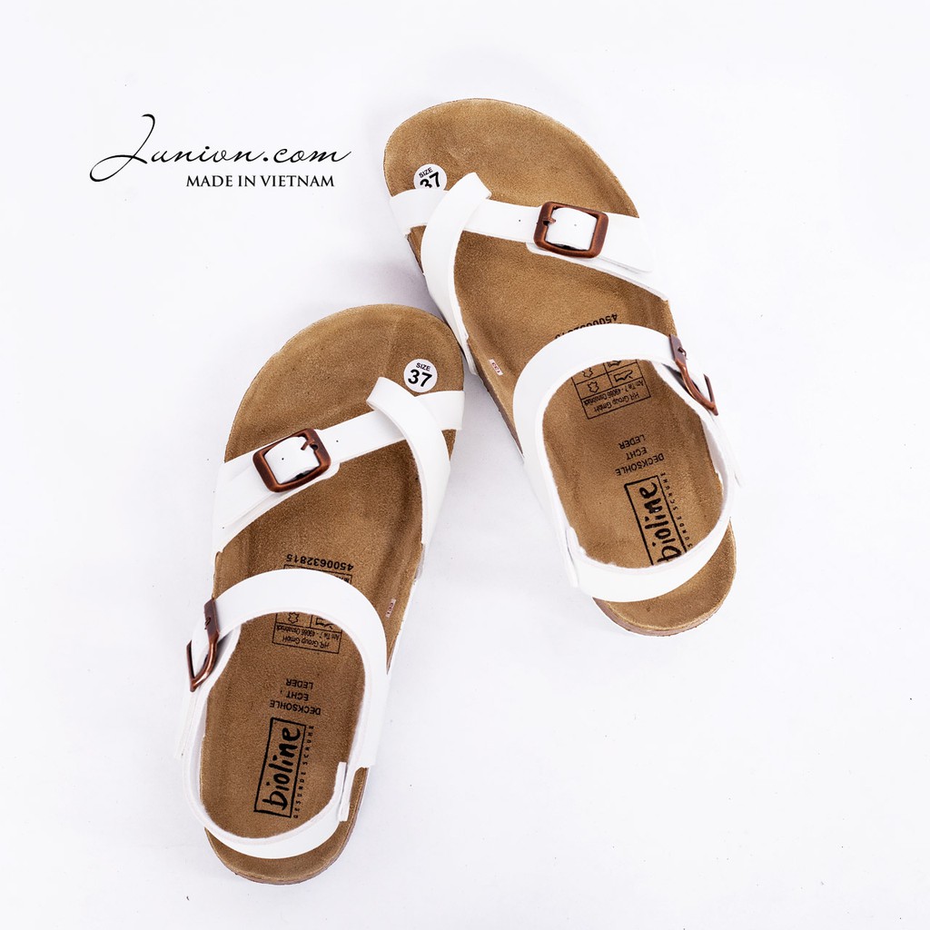 [DA PU-CHỐNG NƯỚC] PU14- Dép sandal quai chéo Unisex da PU, đế trấu Bioline Birken - Xuất khẩu châu Âu - Juni Store