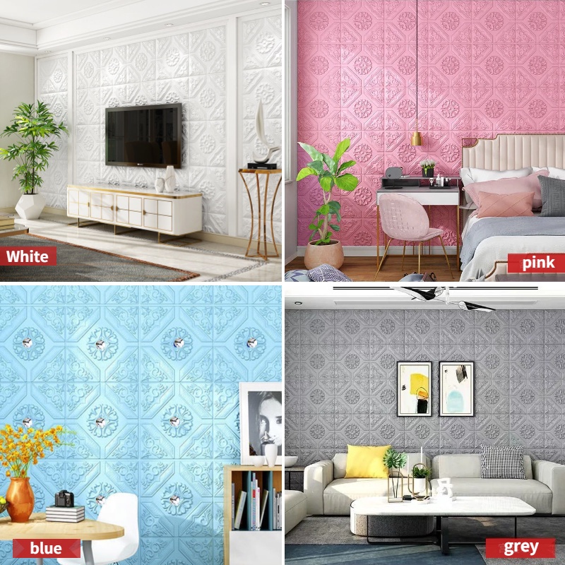 3D Giấy dán tường Keo dán chống thấm nước Xốp dán tường 35x35cm