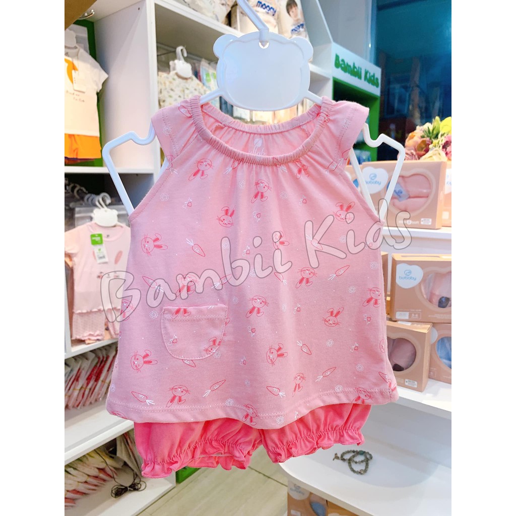 [LULLABY SALE] Bộ cộc tay cài vai Nuke Cotton bé gái