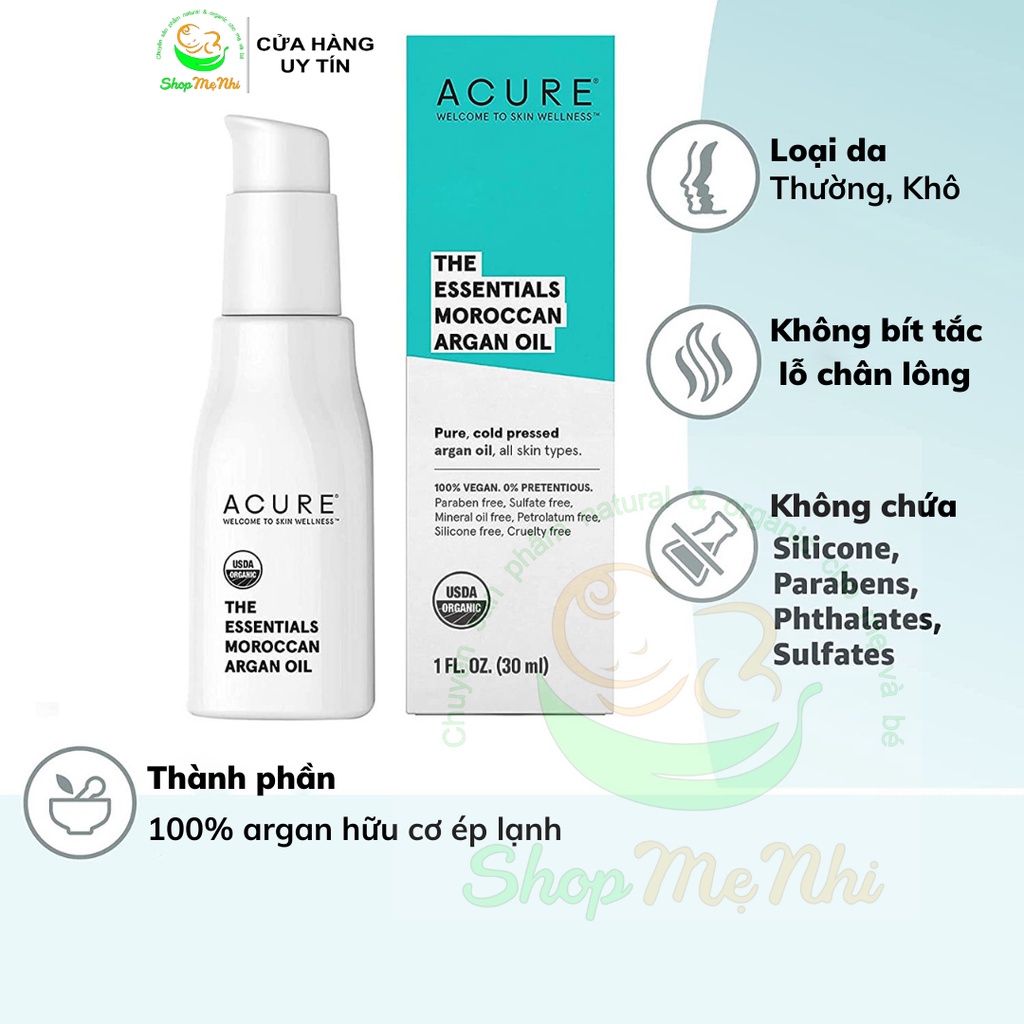 Dầu Argan hữu cơ Acure Moroccan Argan oil 30ml.