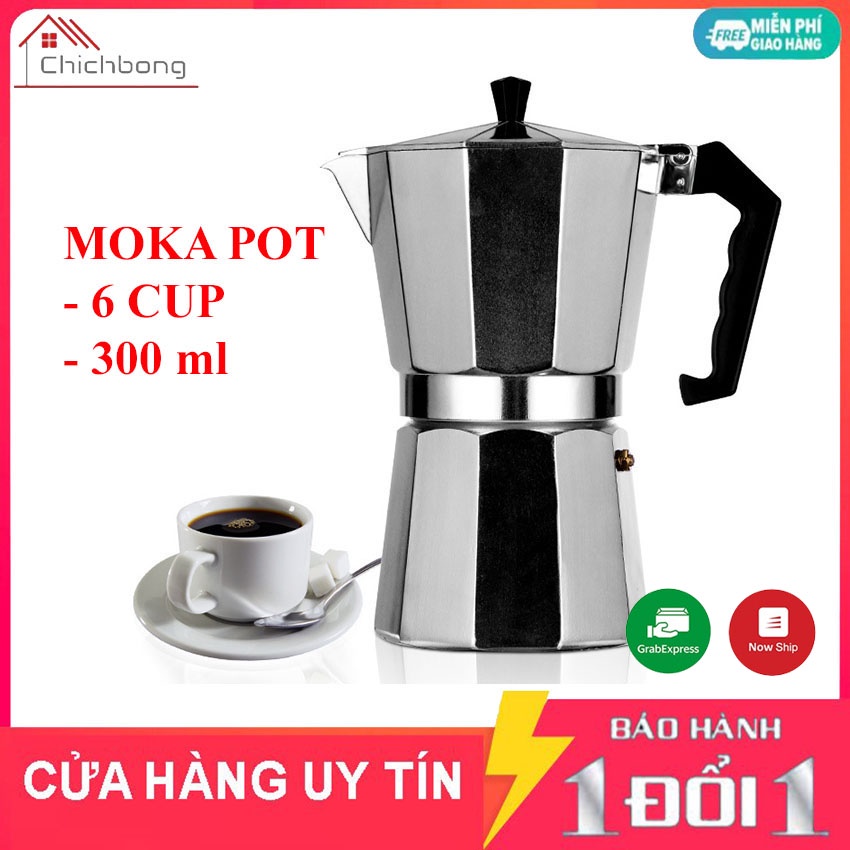 Ấm pha cà phê moka Express 6 Cup 300ml cao cấp bảo hành lỗi 1 đổi 1