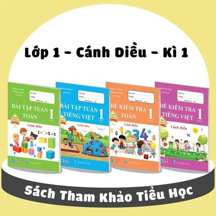 Sách - Combo Đề Kiểm Tra Và Bài Tập Tuần Toán Và Tiếng Việt Lớp 1 - Cánh Diều - Học Kì 1
