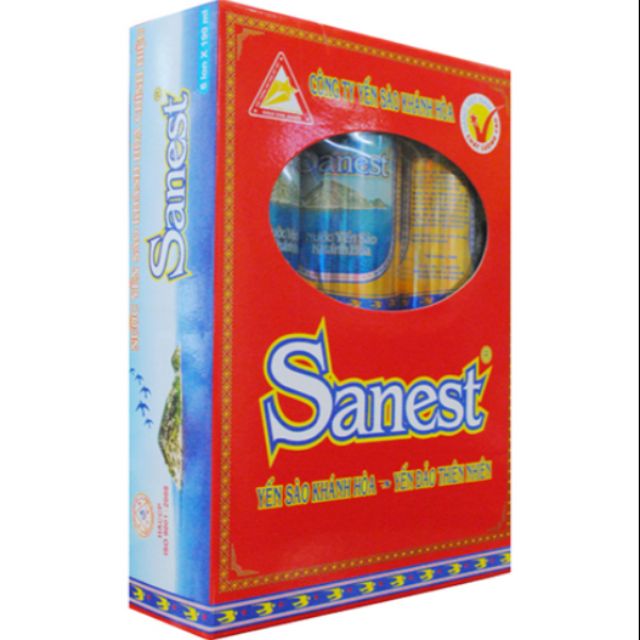 Hộp nước Yến sào Sanest có đường lon 190ml x 6 lon