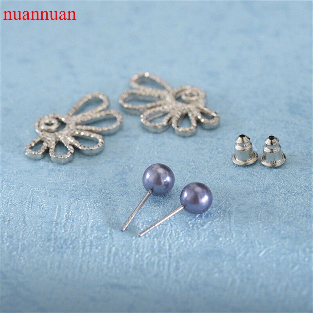 Fashion Pearl Ear Stud Gold Silver Hollow Lotus Flower Earrings Jewellery